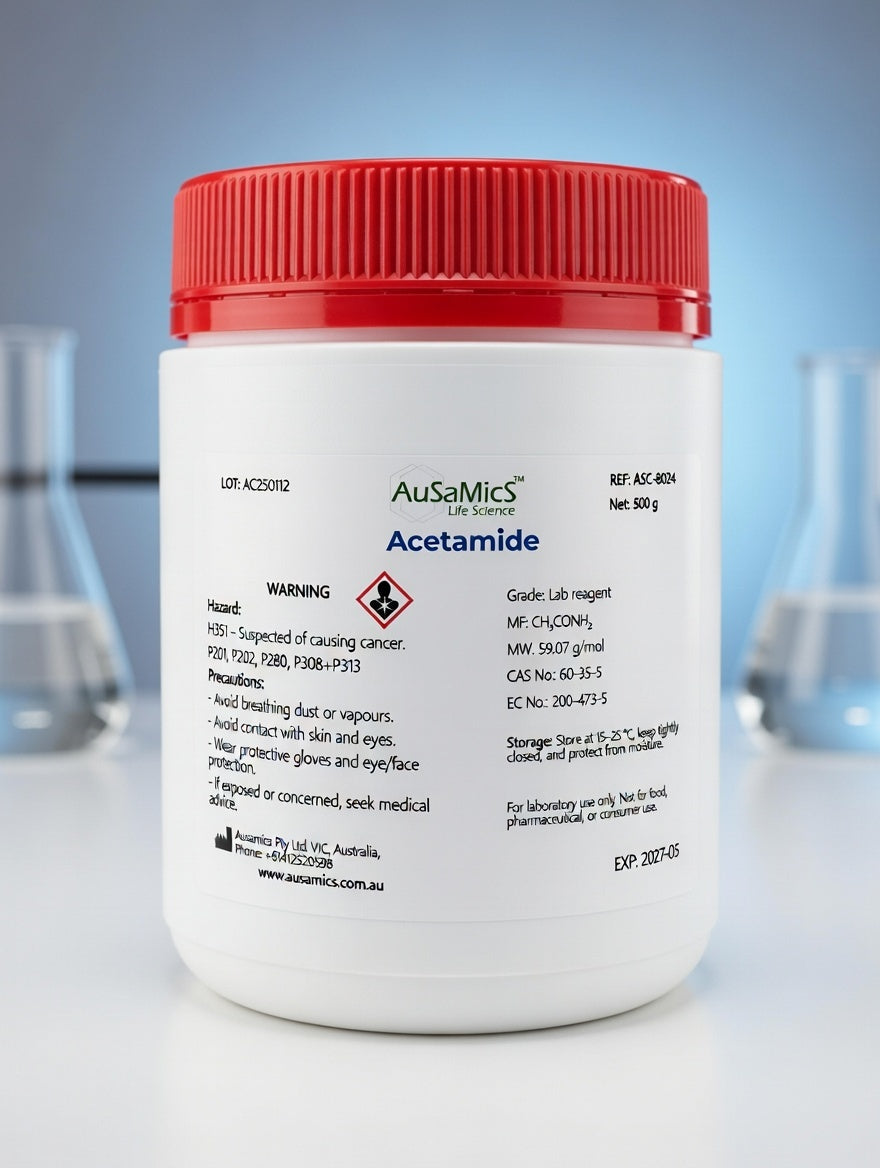 Acetamide crystalline powder laboratory grade organic amide reagent
