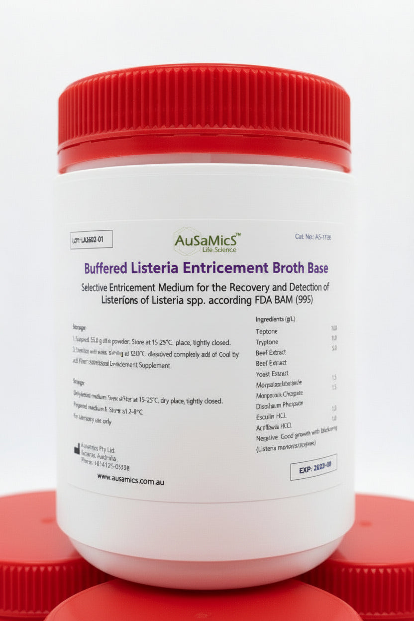 Buffered Listeria Enrichment Broth Base
Selective Enrichment Medium for the Recovery and Detection of Listeria spp. according to FDA BAM (1995)
Cat. No.: AS-1158