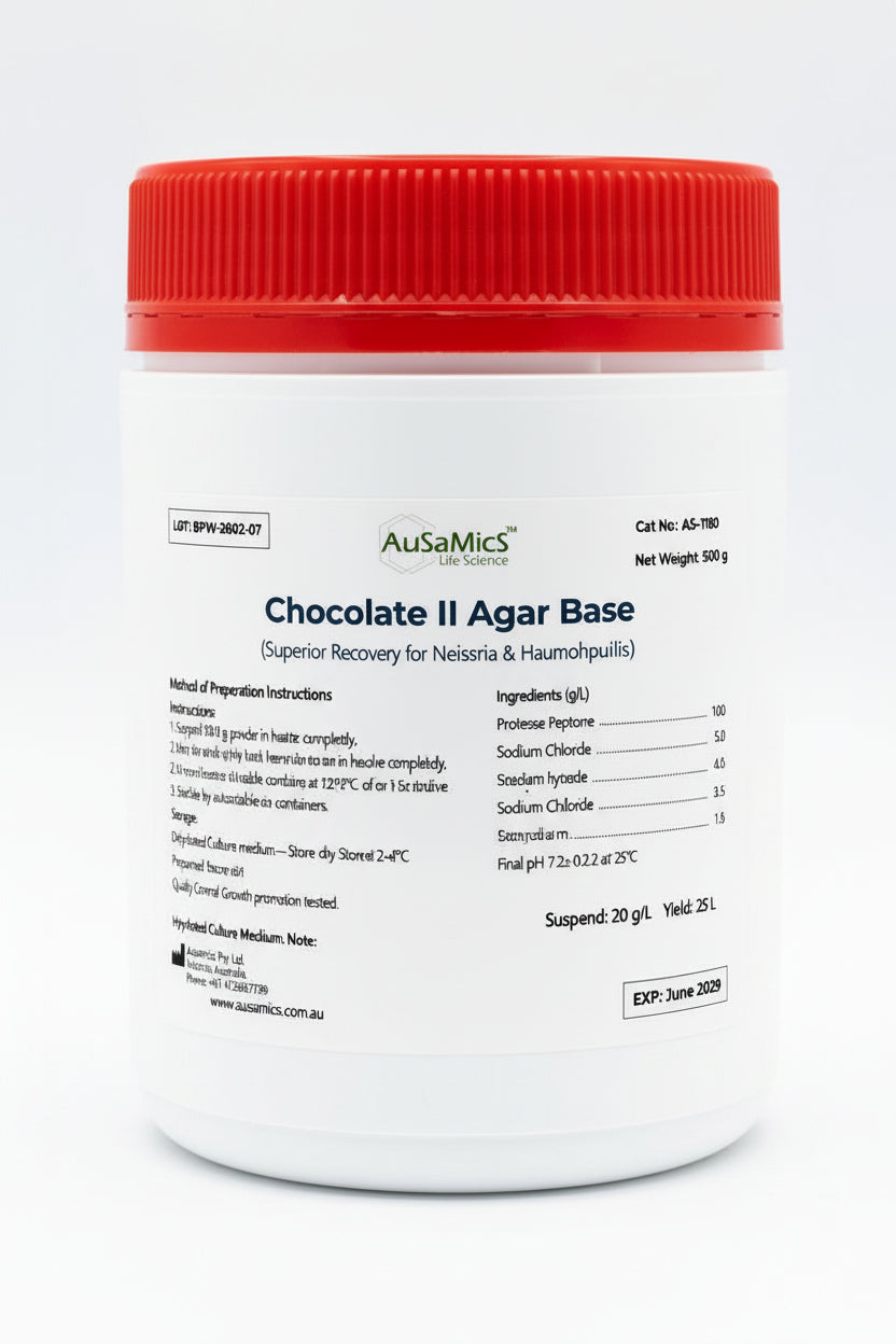 Chocolate II Agar Base (AS-1174) | Superior Recovery for Neisseria & Haemophilus
 Ausamics