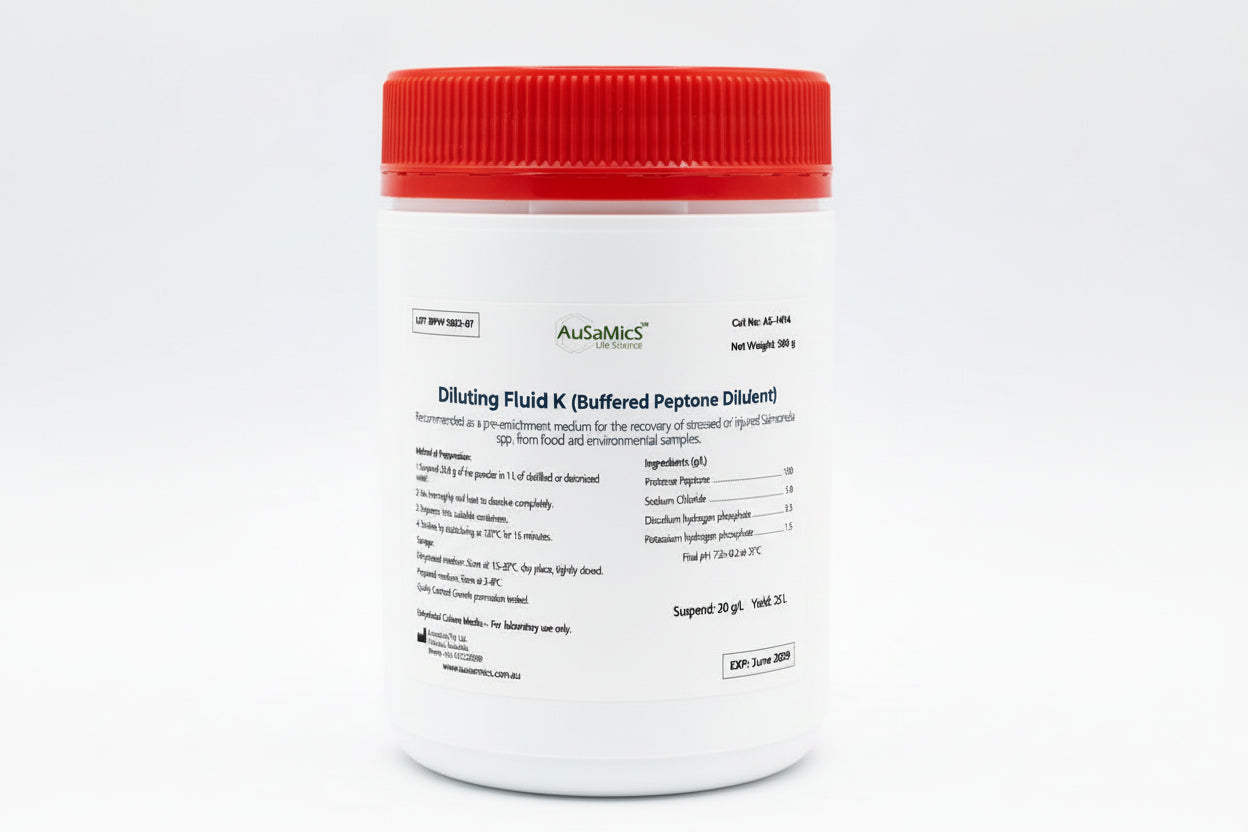 Diluting Fluid K (Buffered Peptone Diluent) | AS-1414 | AuSaMicS Melbourne
