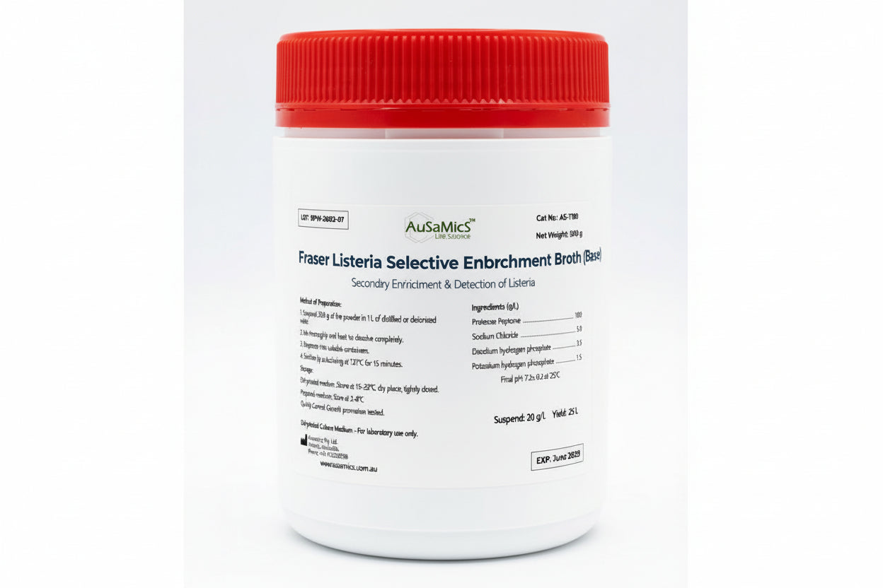 Fraser Listeria Selective Enrichment Broth (Base)
Secondary Enrichment &amp; Detection of Listeria
