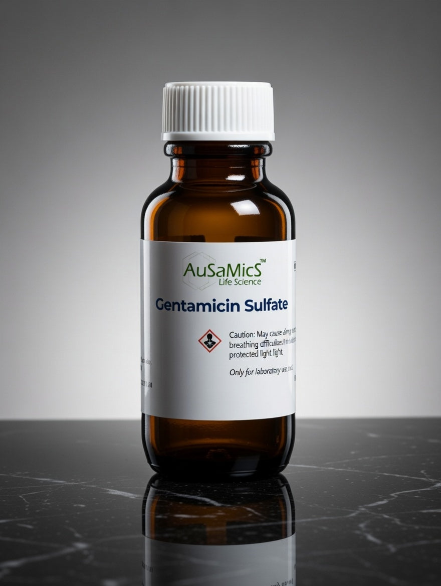 Gentamicin Sulfate (CAS 1405-41-0) is a broad-spectrum aminoglycoside antibiotic used in cell culture, microbial selection, and laboratory research. Supplied as high-purity powder.