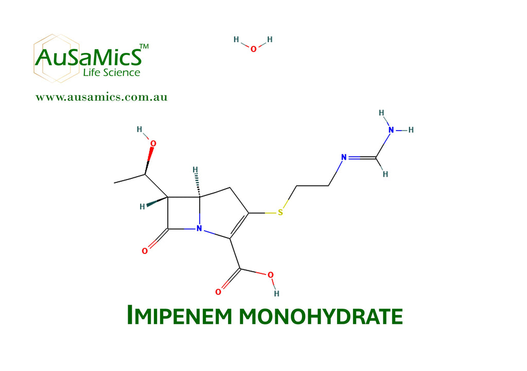 Imipenem monohydrate antibiotic powder laboratory reagent bottle