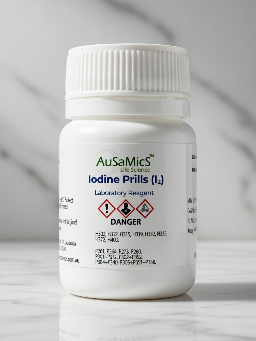 High purity iodine prills 99.8 percent elemental iodine crystalline solid