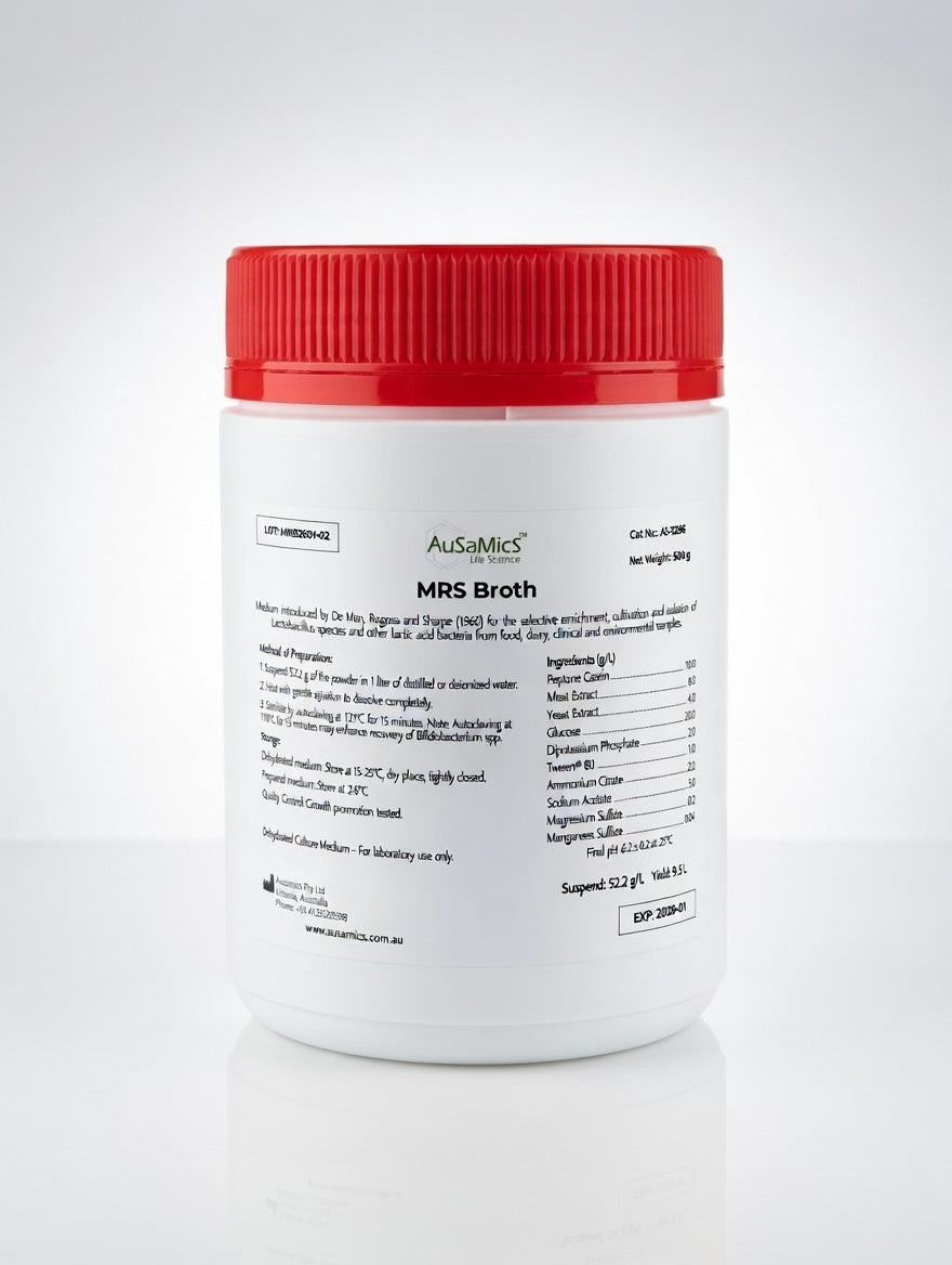 MRS Broth (De Man, Rogosa & Sharpe) | Lactobacillus Culture Medium | Dehydrated | AS-1296