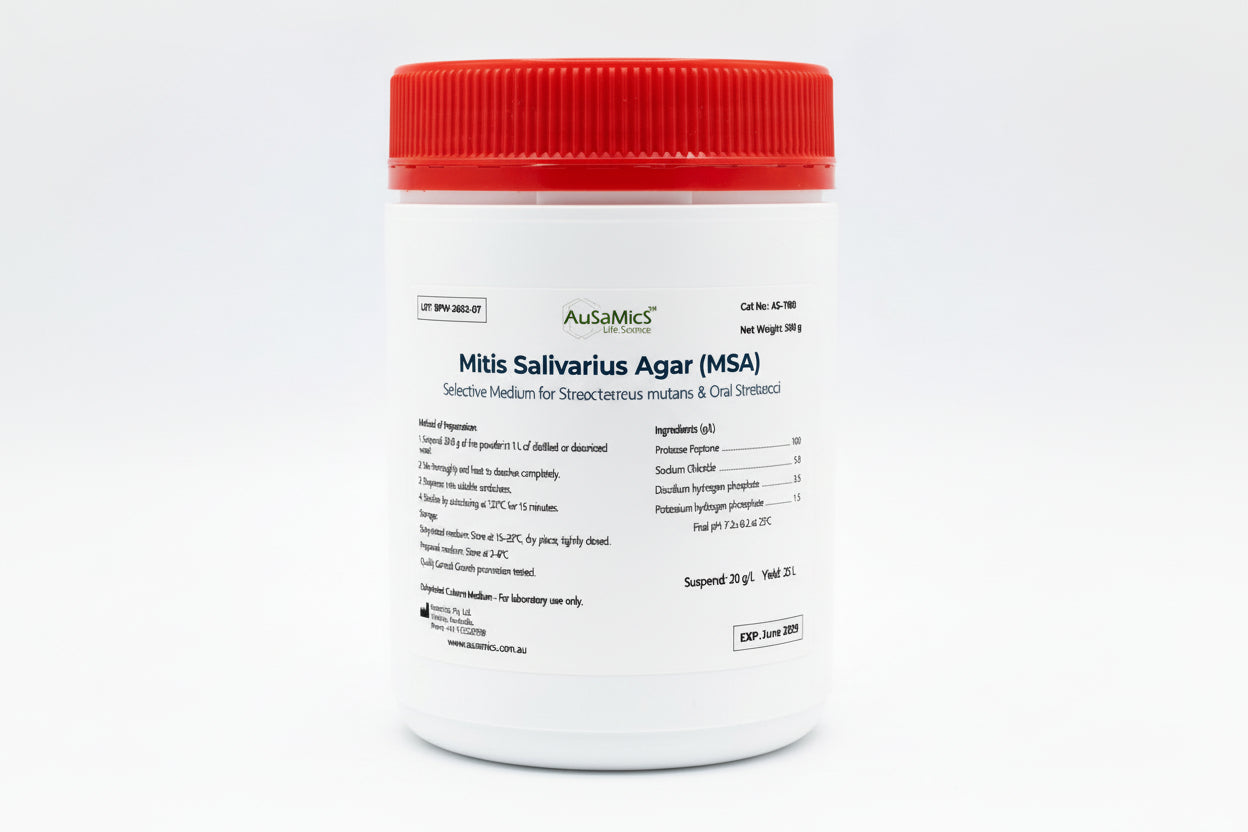 Mitis Salivarius Agar (MSA) – Selective Medium for Streptococcus mutans & Oral Streptococci | AS-1293 Ausamics