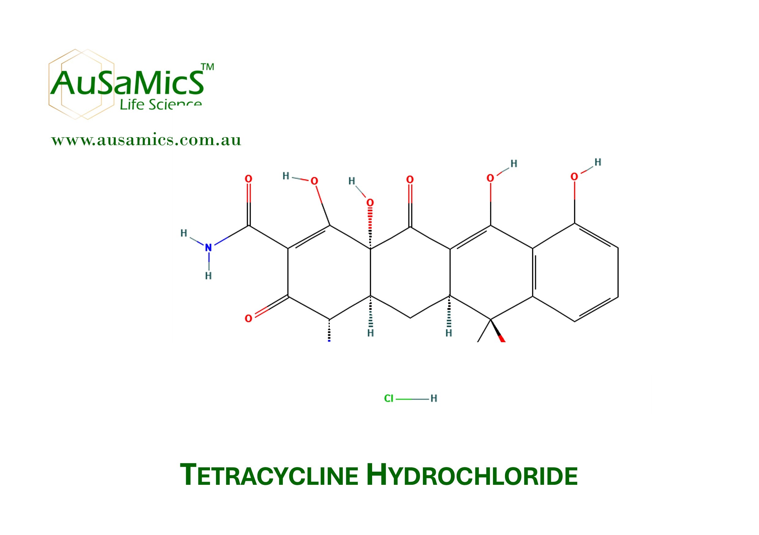 Tetracycline Hydrochloride is a broad-spectrum antibiotic derived from Streptomyces aureofaciens.