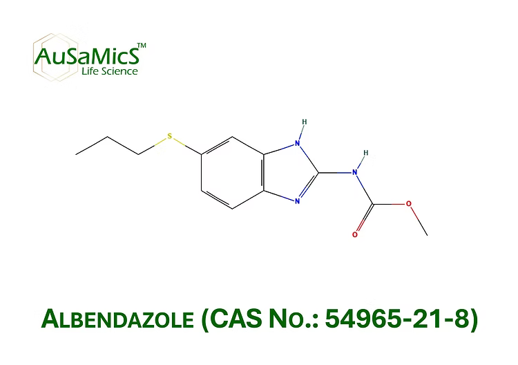 Albendazole research grade white crystalline powder Ausamics AC-2051
