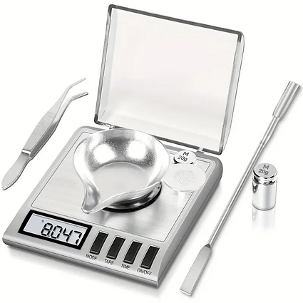 High-precision digital milligram scale 50 g x 0.001 g with stainless steel platform Ausamics