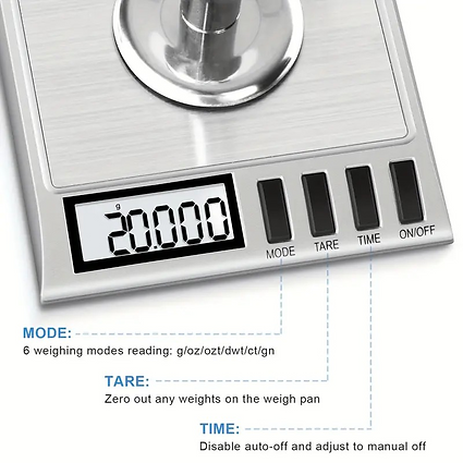 High-precision digital milligram scale 50 g x 0.001 g with stainless steel platform Ausamics
