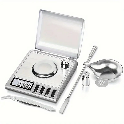 High-precision digital milligram scale 50 g x 0.001 g with stainless steel platform Ausamics