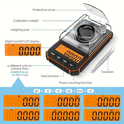High-precision digital milligram scale 50 g x 0.001 g metal body Ausamics