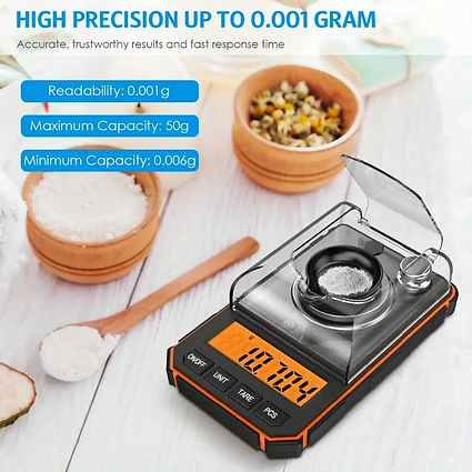 High-precision digital milligram scale 50 g x 0.001 g metal body Ausamics