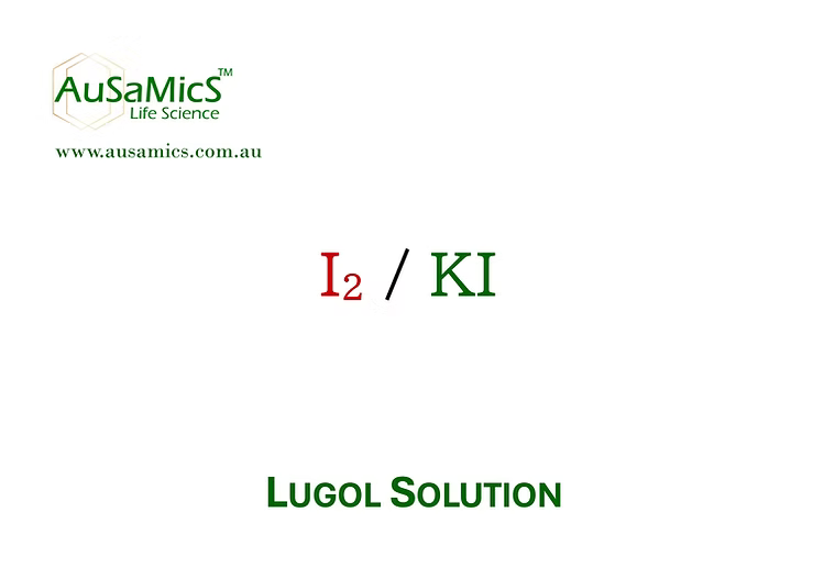 Lugol’s Solution 5 percent iodine potassium iodide aqueous reagent for laboratory use Ausamics Australia
