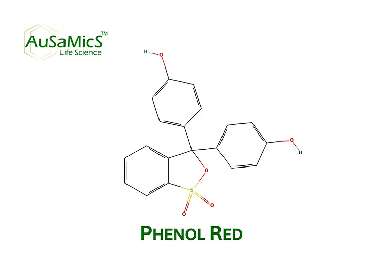 Phenol Red powder used as a pH indicator in cell culture and microbiology research