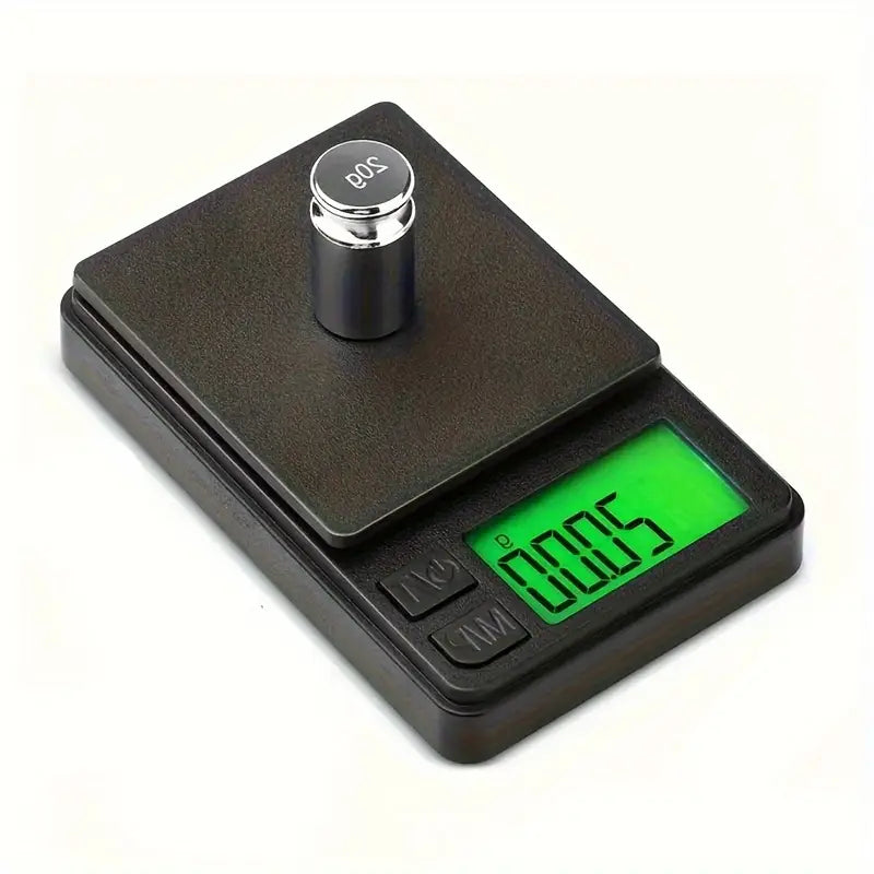 Black precision digital pocket scale 500 g x 0.01 g for laboratory and technical weighing Ausamics