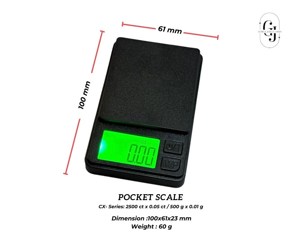 Black precision digital pocket scale 500 g x 0.01 g for laboratory and technical weighing Ausamics